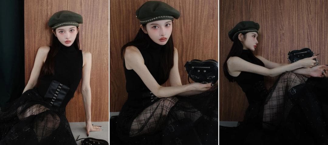 新品 ダーリッチ darich コルセットスパンコールチュールスカート BLK