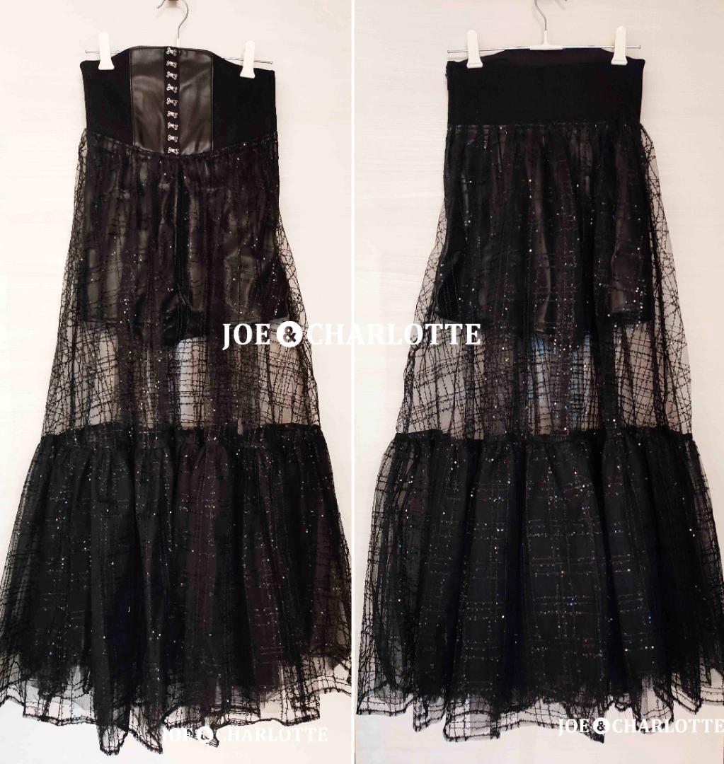 新品 ダーリッチ darich コルセットスパンコールチュールスカート BLK