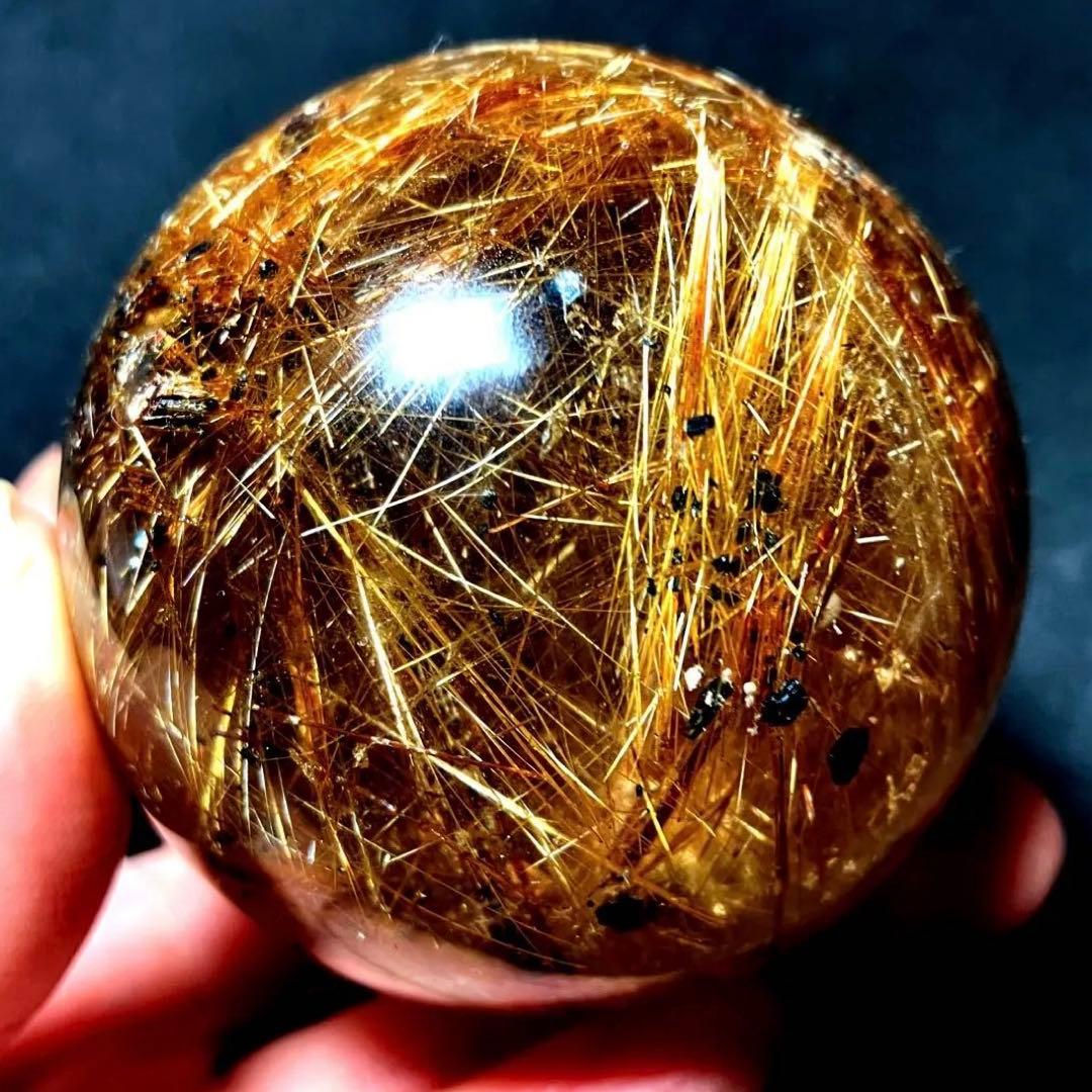 超絶綺麗✨62mm ゴールドルチルクォーツ　丸玉　スフィア　金針水晶