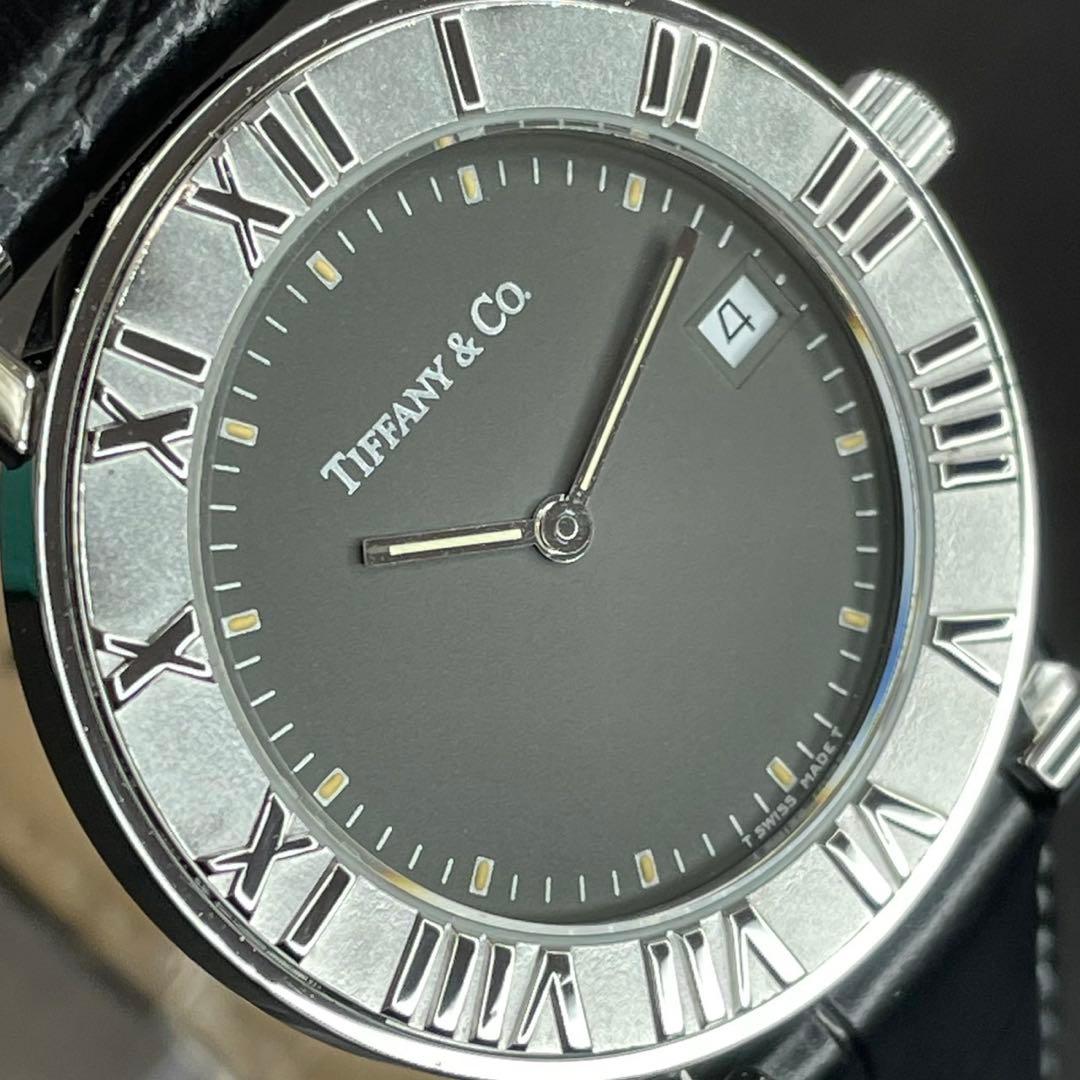 【可動 正規品】ティファニー 腕時計 アトラス ブラック ラウンド ローマン
