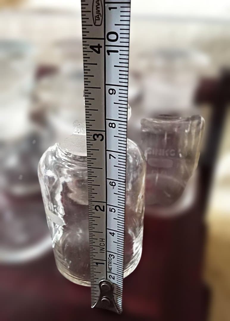 昭和レトロ 吹きガラス製 気泡有り 刻印入り 理化学硝子瓶 6本セット・美品