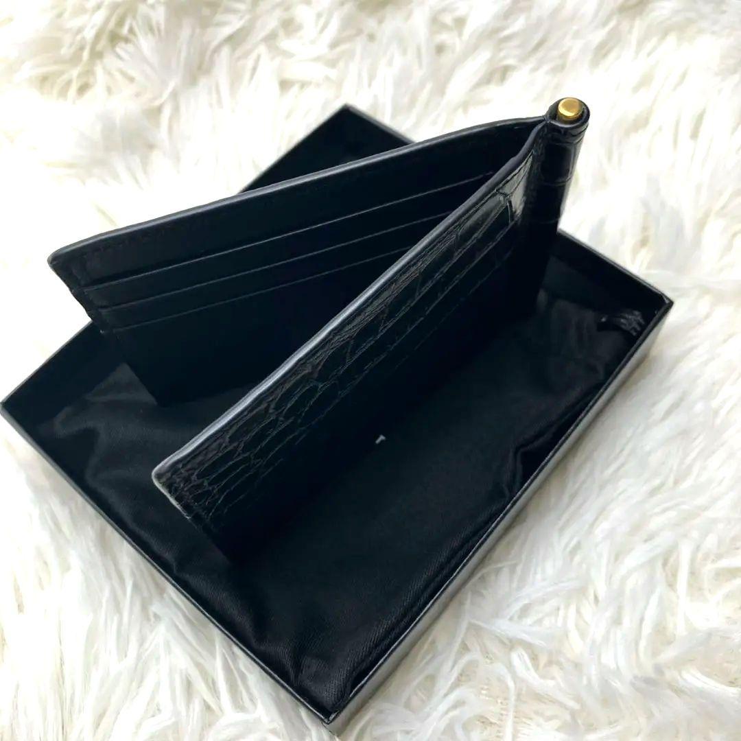 未使用級✨SAINT LAURENT マネークリップ　クロコ型押し　YSL 黒