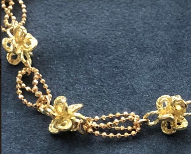 【はろ】鑑定済 18金 お花モチーフのK18ブレスレット 6.5g