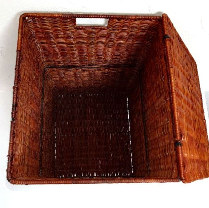 木製ラタン バスケット カゴ 籠 かご アンティーク 籐 アジアンBOX箱 収納