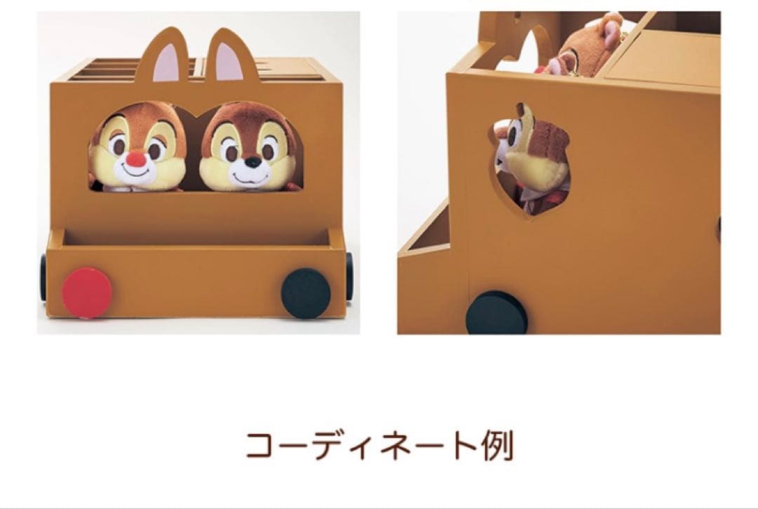 ディズニー　チップとデール　バス型卓上小物収納