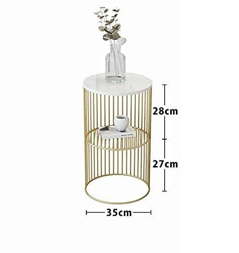 グジュアリー大理石テーブル - ゴールドフレーム 2層収納