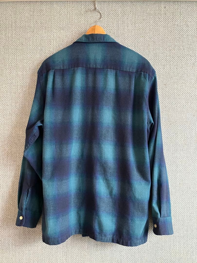 【ほぼ未使用】タウンクラフト 60S オンブレチェックシャツ ブルー M