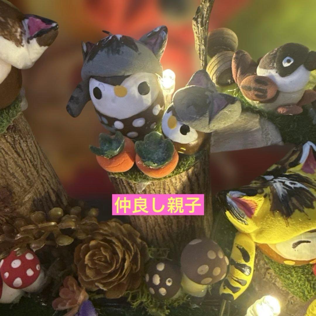 どんぐりアート♡猫帽子　紅葉狩りBIGオブジェ♡