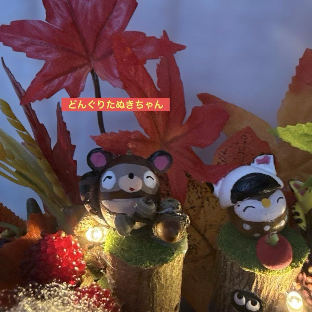 どんぐりアート♡猫帽子　紅葉狩りBIGオブジェ♡