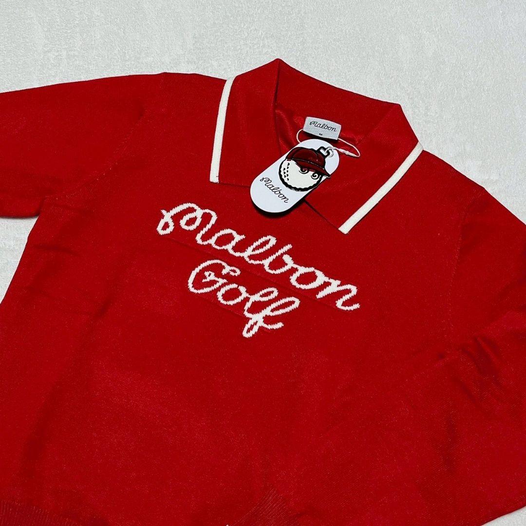 新品　マルボン　Malbon golf ゴルフ　裏地付トップス　レッド　Ｌ