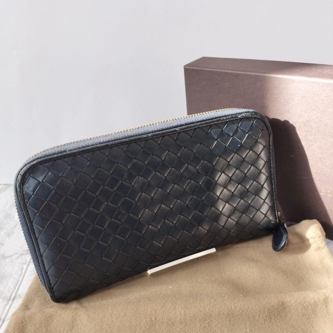 【美品✨️】BOTTEGA VENETA レザー 編イントレチャート長財布