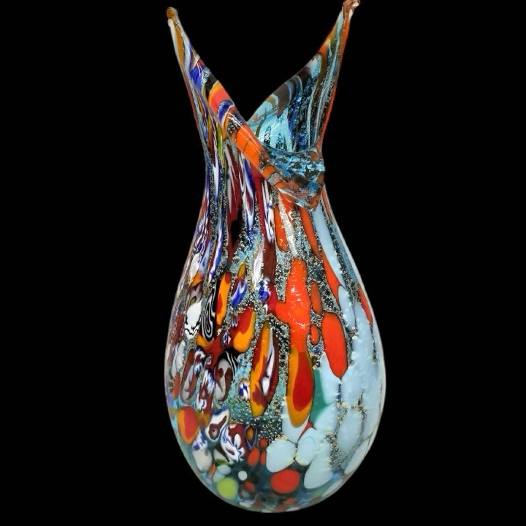 ベネチアンガラス ミルフィオリ 花瓶 ムラーノガラス ヴェネチアンガラス