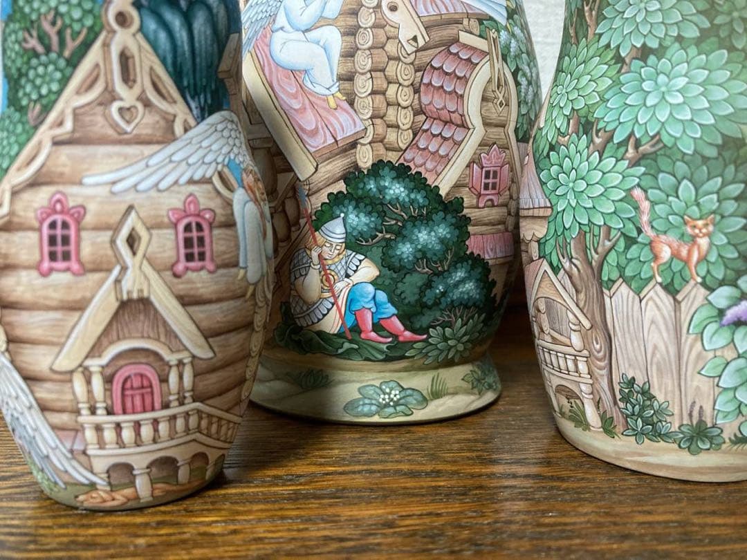 ロシア雑貨☆イコン マトリョーシカ眠る地球の上(5P)H16.5cmコブロフ工房