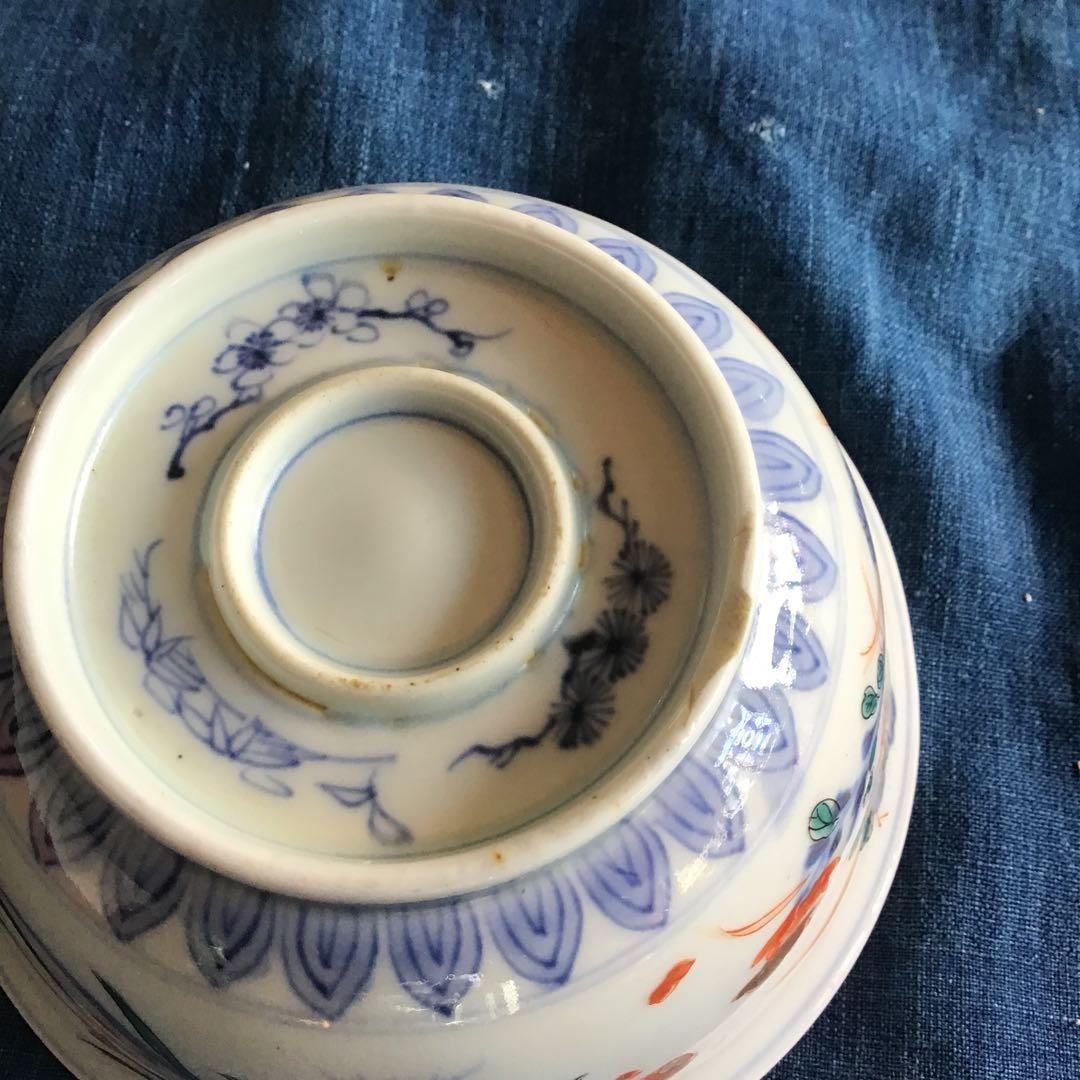 古伊万里　錦手　色絵茶碗　おまけ付き　江戸時代