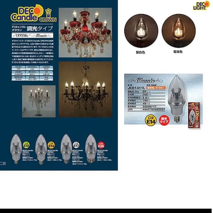 約3万 LED シャンデリア電球 9個セット デコキャンドルクラウン 電球色