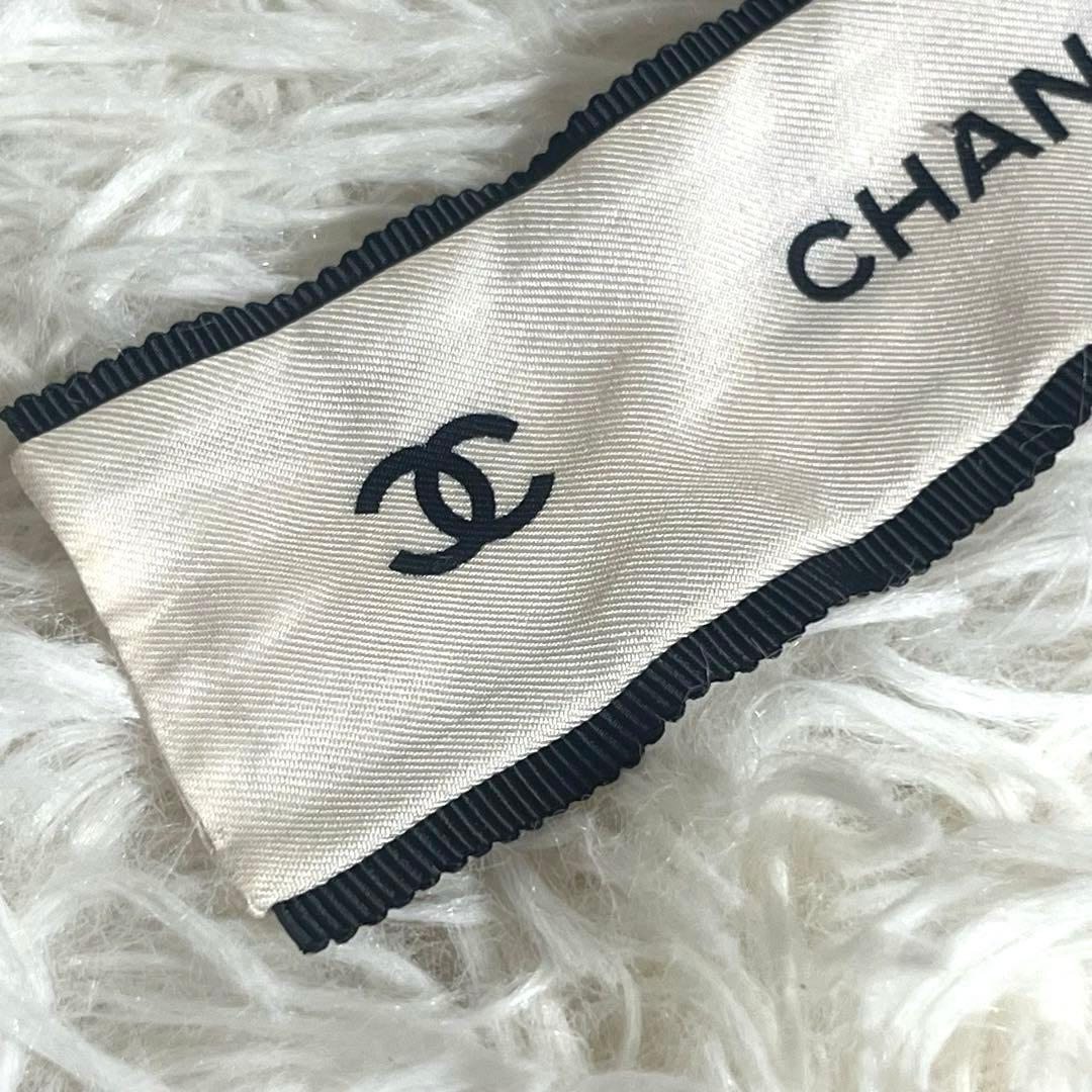 希少　CHANEL シャネル　ヘアゴム　シュシュ　リボン　ココマーク　エクリュ
