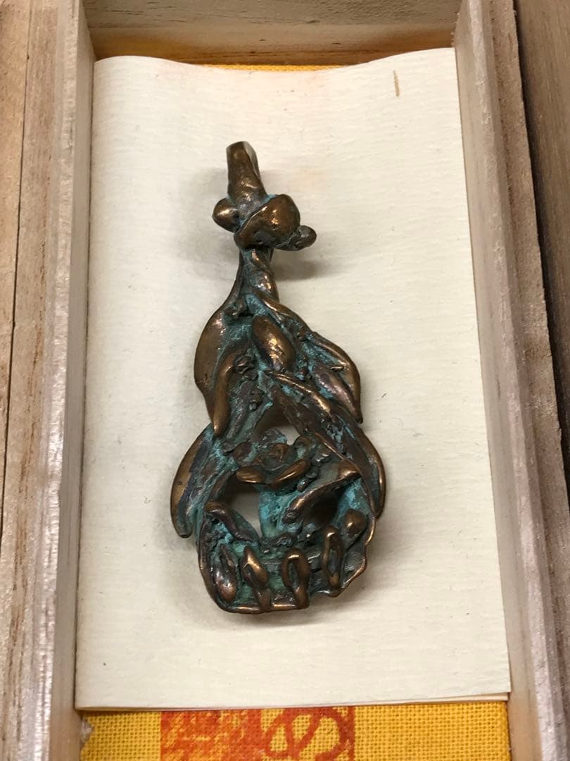 【レア経年品】あらい工房　蠟型鋳金　青銅　蝋型　鋳金　かぶと虫　勾玉　ほおずき