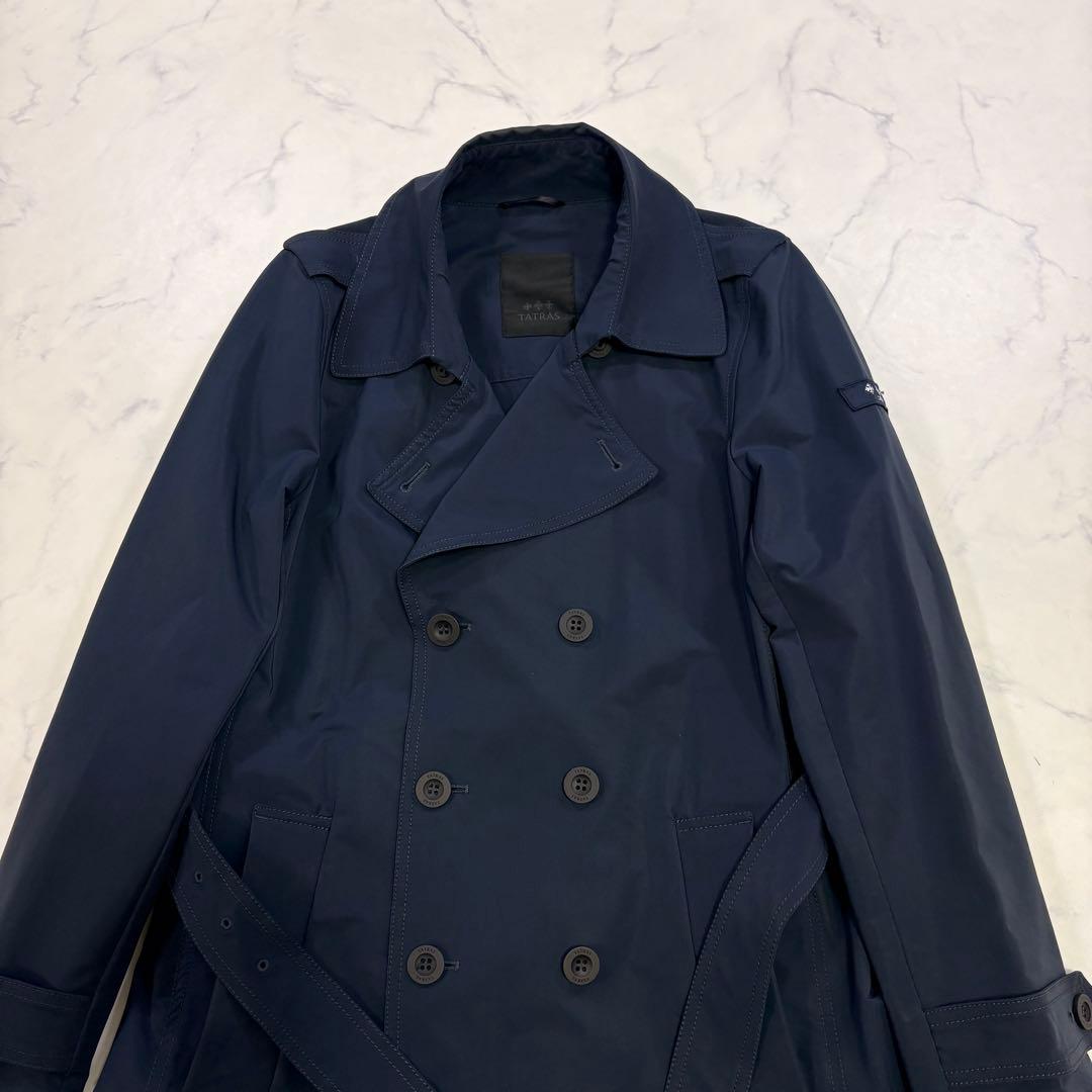 美品 TATRAS ダブル トレンチコート ネイビー ポーランド製 Mサイズ