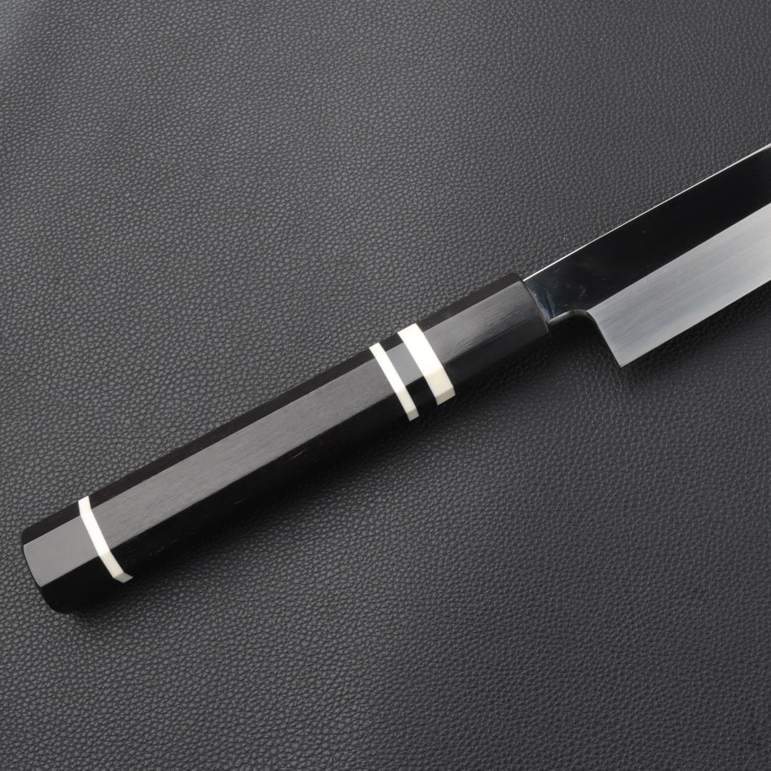10924鏡面仕上げ 切付柳刃包丁 尺一刃は究極の切れ味 黒檀水牛白三本巻八角柄