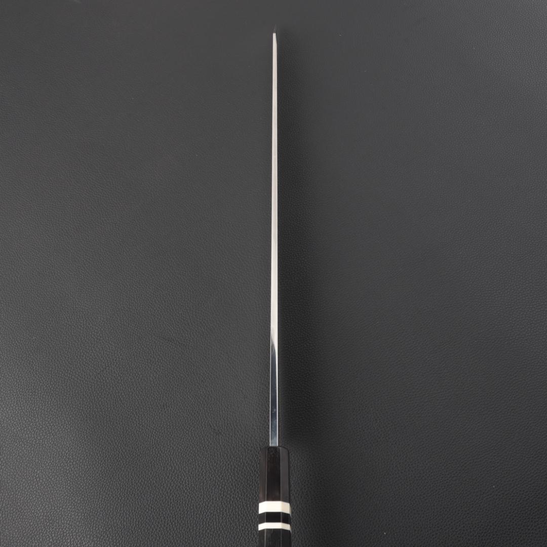 10924鏡面仕上げ 切付柳刃包丁 尺一刃は究極の切れ味 黒檀水牛白三本巻八角柄