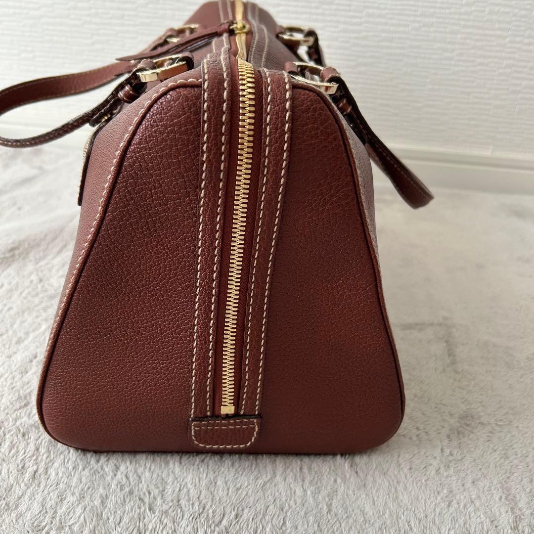 BVLGARI ブルガリ ミニボストンバッグ レザー ブラウン ハンドバッグ