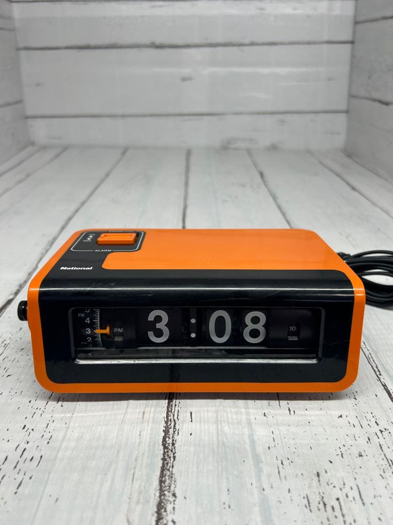 送料込み⭐︎National【TG02 オレンジ パタパタ 目覚まし時計】置時計