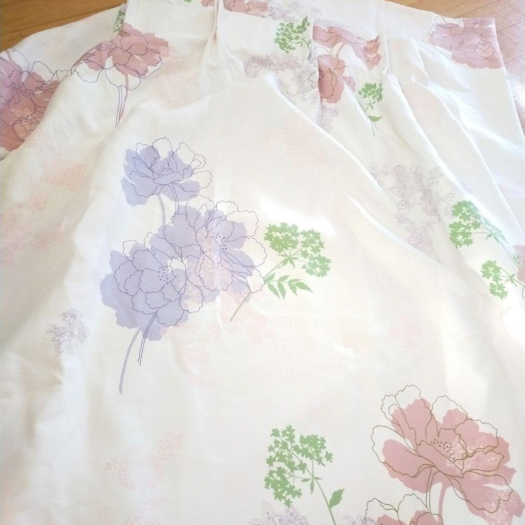 カーテン 4枚セット 花柄 遮光 レース フック 洗濯可 レースカーテン2枚つき