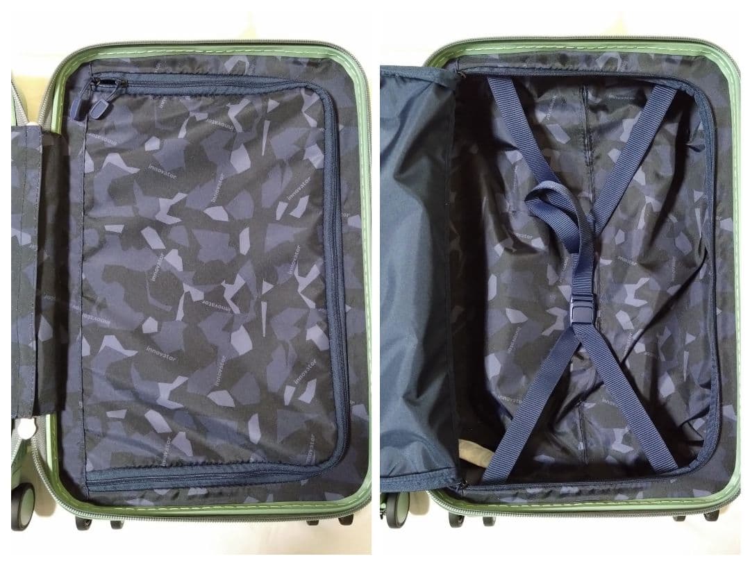 Innovator:グリーン ストライプデザイン キャリーケース　S38L