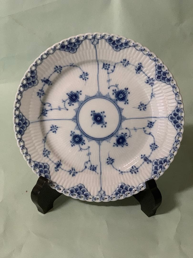 ロイヤルコペンハーゲン　ブルー、ホワイトフルーテッドフルレース6点セット、