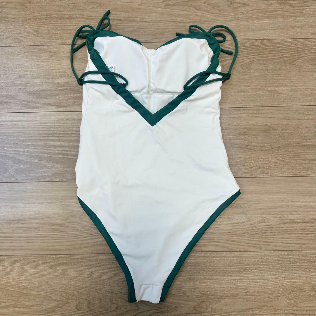ALEXIASTAM ワンピース水着 ホワイト/グリーン