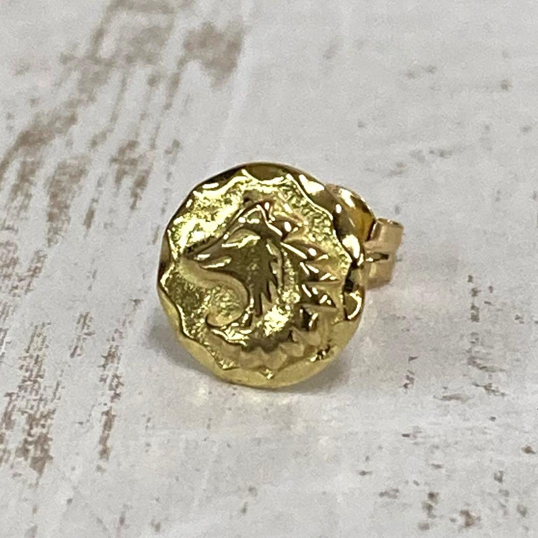 nm-885) TADY＆KING チビメタルピアス K18 ウルフ