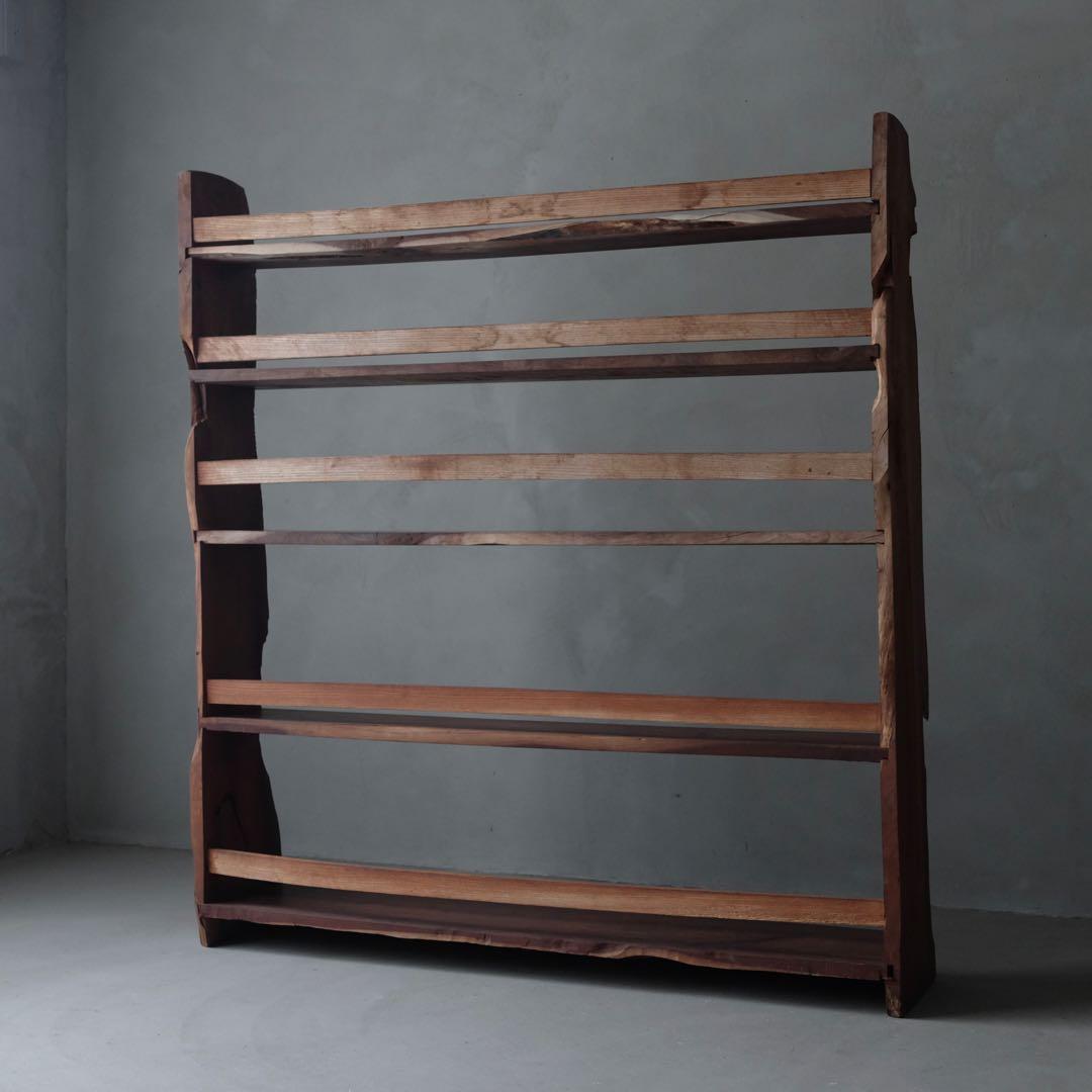 5段木製本棚　収納棚 陳列棚 飾り棚 シェルフ ラック 古家具 古道具 骨董
