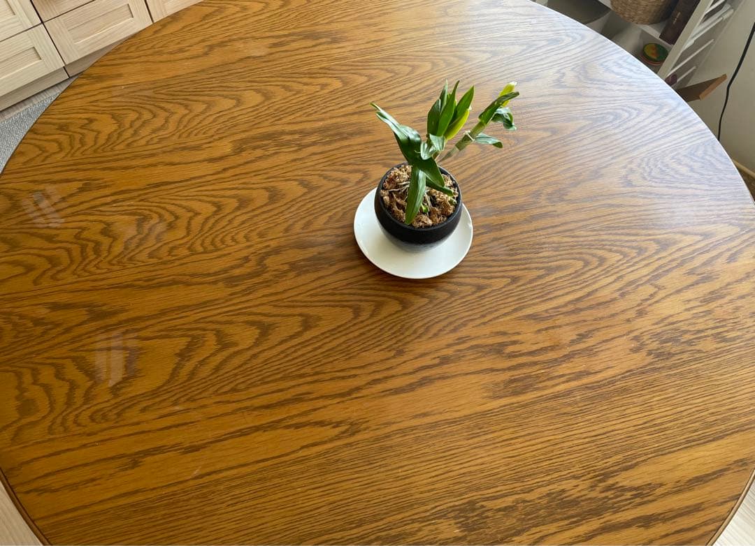 円形木製ダイニングテーブル ブラウン　円卓