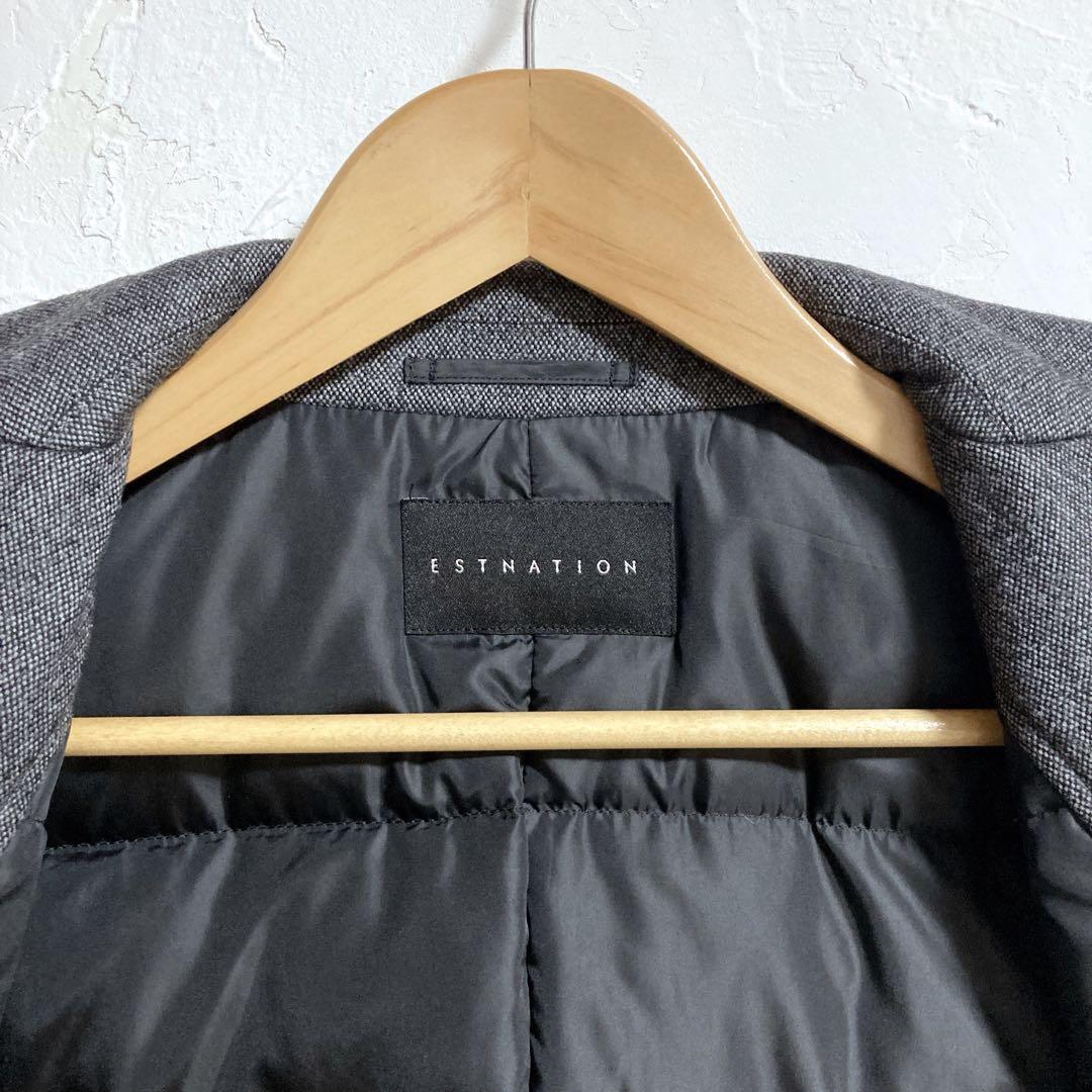 【美品】ESTNATION ダウンチェスターコート ウール　グレー Lサイズ