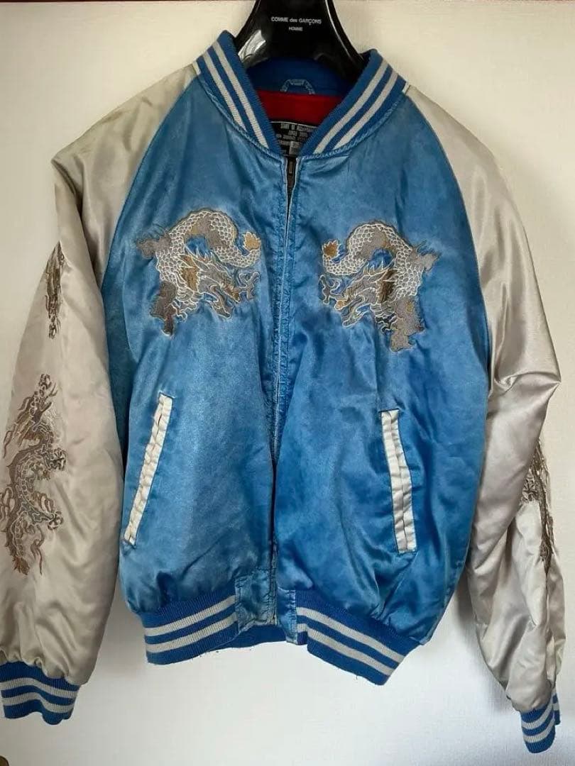 ジャングルストーム　ドラゴン刺繍 スカジャン 青/シルバー