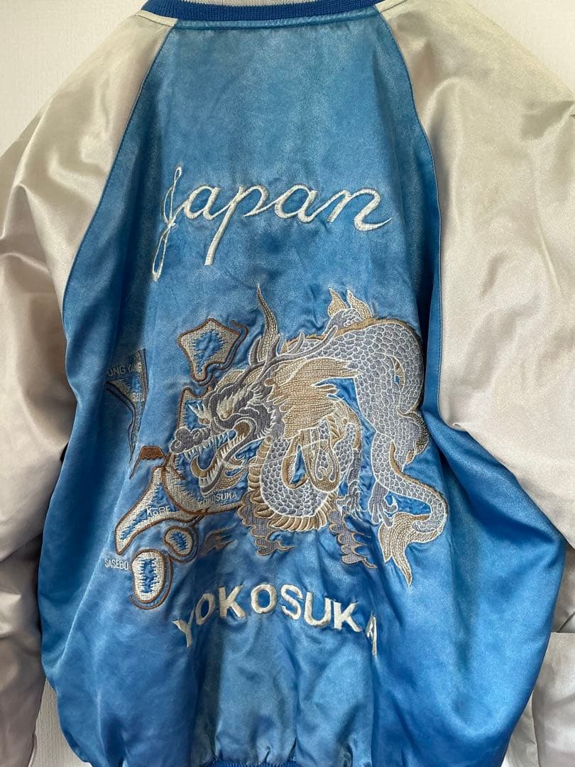 ジャングルストーム　ドラゴン刺繍 スカジャン 青/シルバー