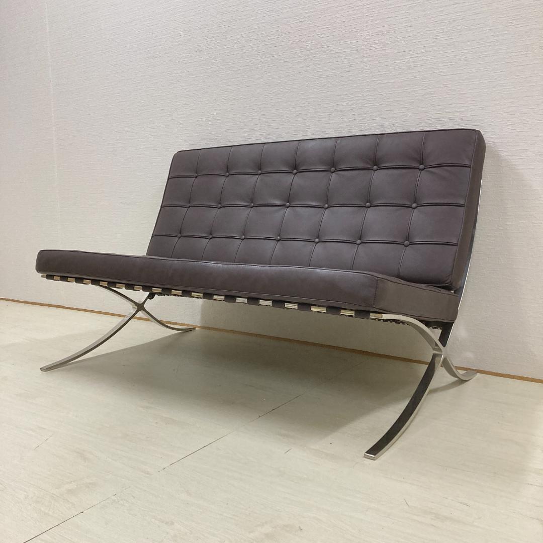 バルセロナチェア リプロダクト 革製　 2人掛け ラブソファ 　コンパクト