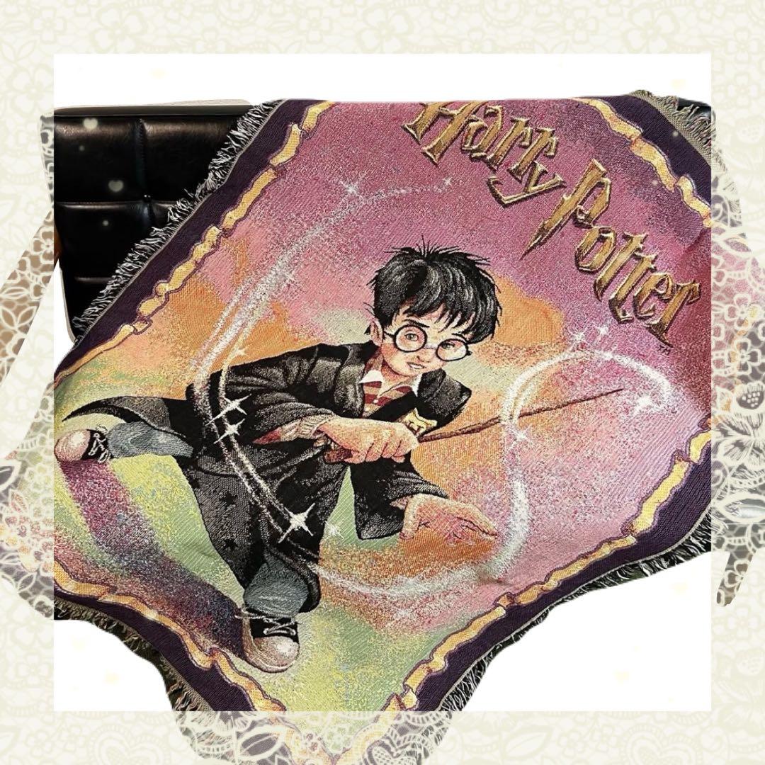 ムービーロゴ入り　ハリー　ハリーポッター　呪文　ラグ　カバー150×114
