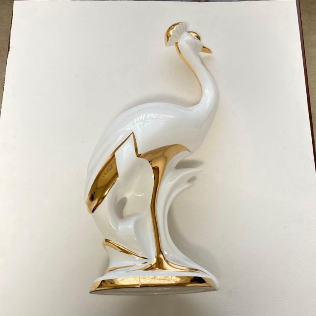 AHURA⁇ 鳥 置物 オブジェ ゴールド 金彩 白磁 陶磁器 レトロ
