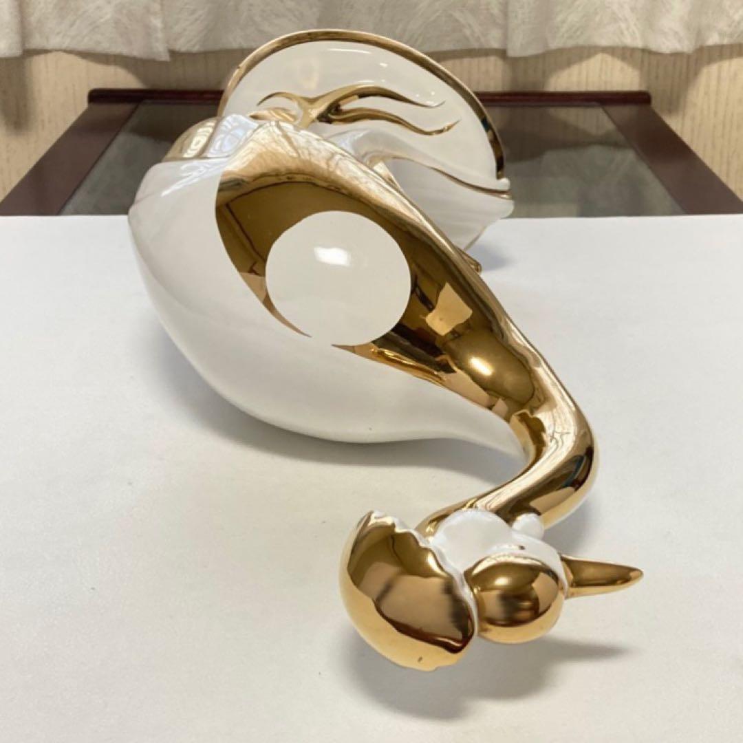 AHURA⁇ 鳥 置物 オブジェ ゴールド 金彩 白磁 陶磁器 レトロ