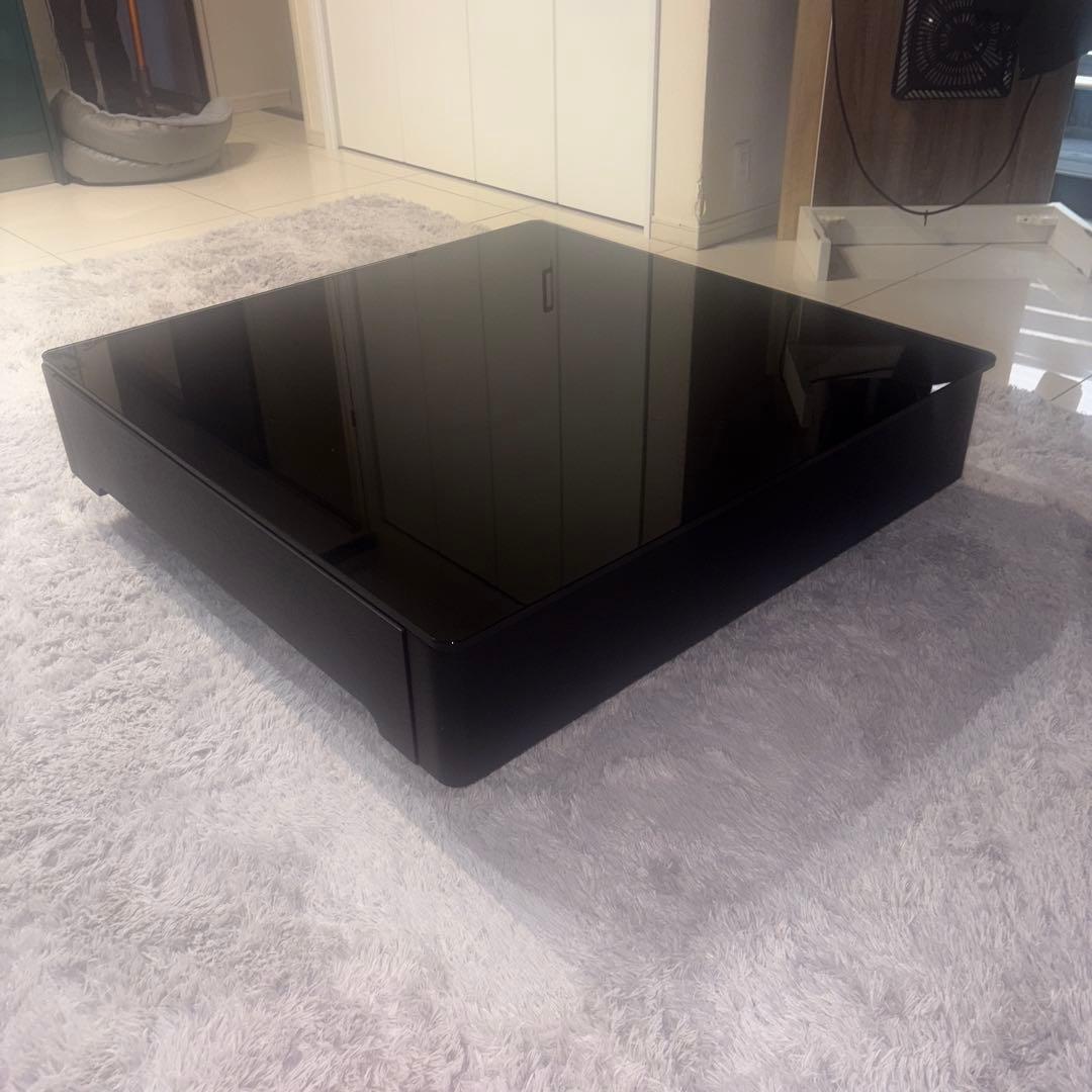 ブラックガラス天板　センターテーブル　引き取り限定　ローテーブル