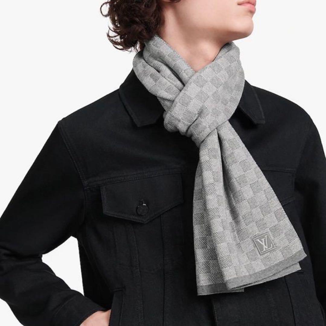 新品箱紙袋付❗️LVロゴマフラー✨ヴィトンマフラー❗️ヴィトン　マフラー　メンズ
