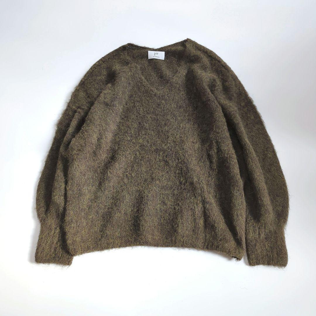 プルミエアロンディスモン アルパカ起毛 ホールガーメント Vネックプルオーバー