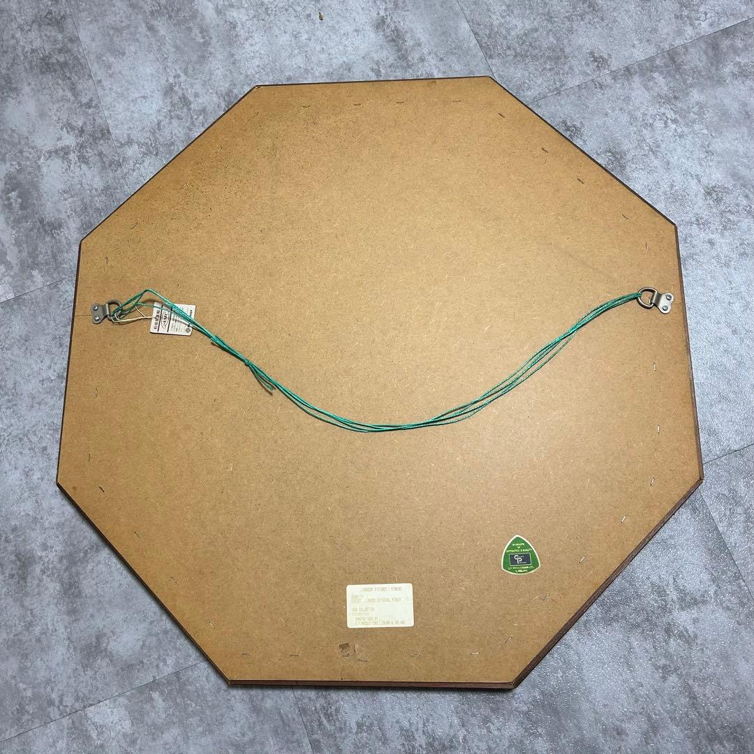 英国製 オクタゴン型 ウォールミラー 西洋彫刻 木製 アイルランド製