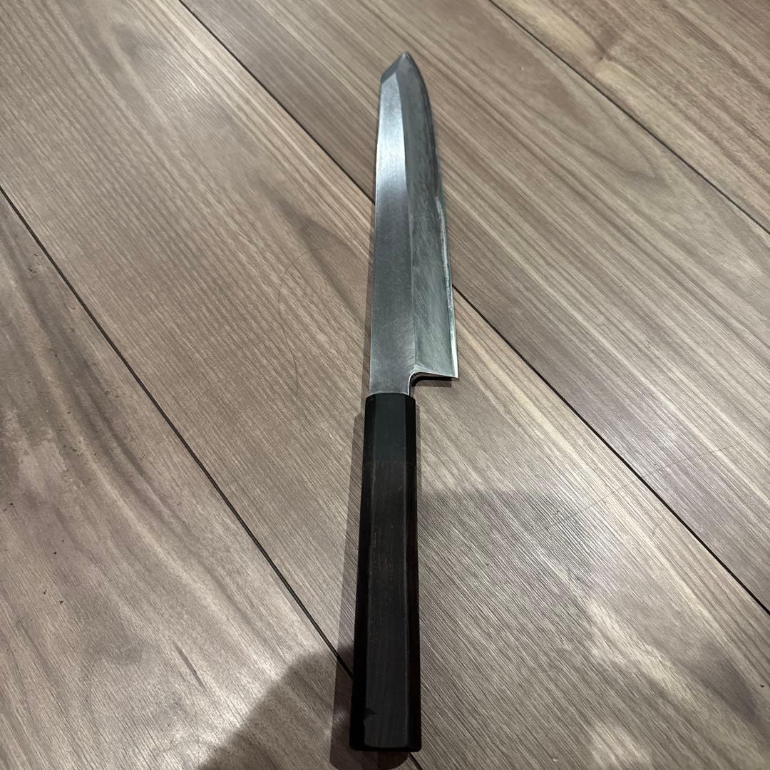 銀三鋼 切付240mm 黒檀八角水牛柄　堺打刃物