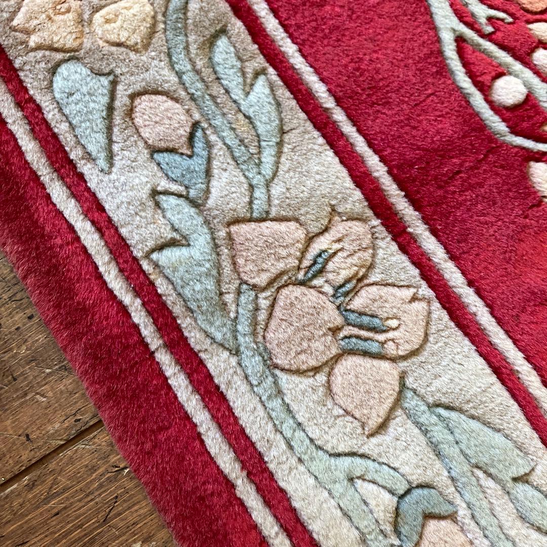 昭和レトロ ヴィンテージ 段通 フリンジ 玄関マット アクセント ラグ