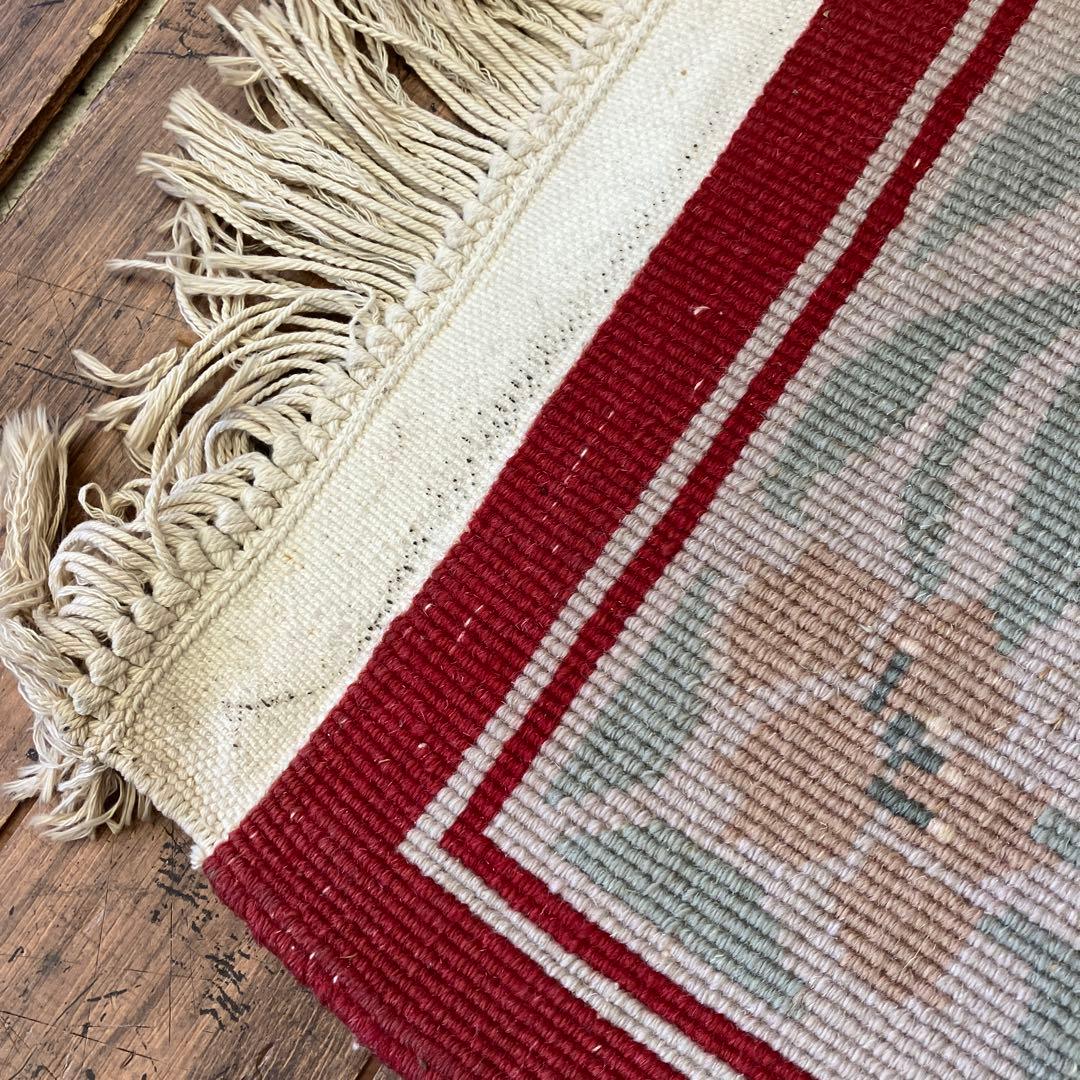 昭和レトロ ヴィンテージ 段通 フリンジ 玄関マット アクセント ラグ