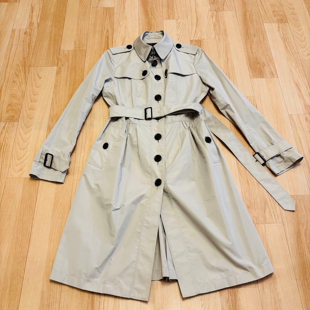 美品【バーバリーロンドン✴︎トレンチコート】40ビートチェック✴︎撥水素材✴︎艶とハリ