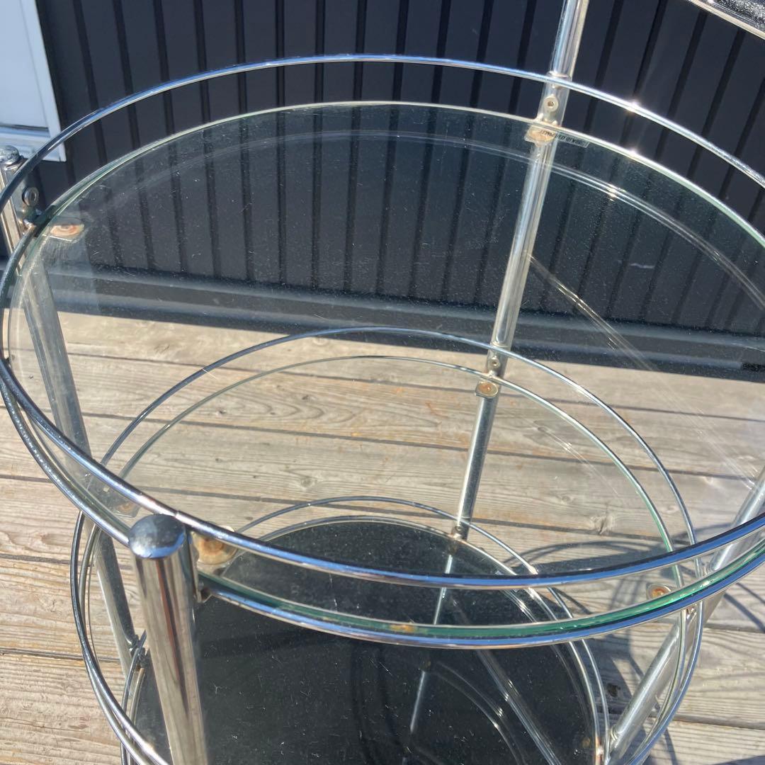 北欧レトロ ミッドセンチュリー 3段ラウンドテーブル ガラスサイドテーブル 丸型