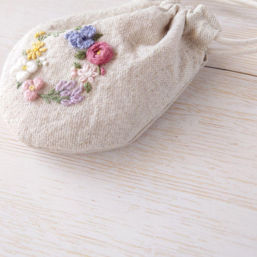 ちっちゃな巾着サシェ/詰替タイプ【フラワーリース】